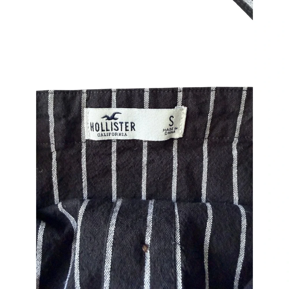 Hollister California Womens Small Black White Striped Button Front Mini Dress - Picture 2 of 2